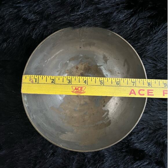 VTG 70s brass etched bowl with pedestal base - Picture 14 of 14